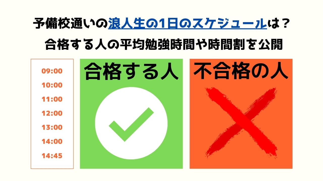 大学受験で塾・予備校通いの浪人生の1日のスケジュールは?【平均勉強時間・時間割】
