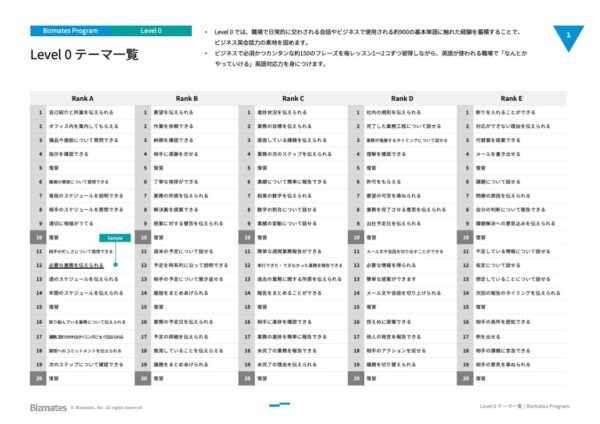 Bizmates(ビズメイツ)のLevel0