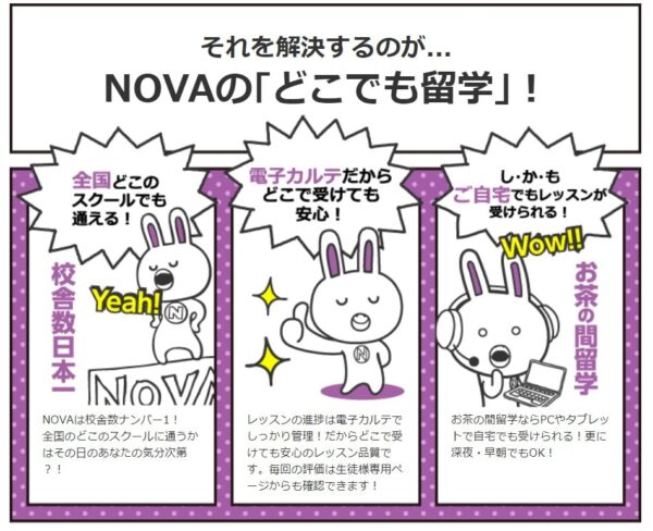 NOVA(ノバ)のメリット5:毎回のレッスンで全国の校舎から自由に選択できる