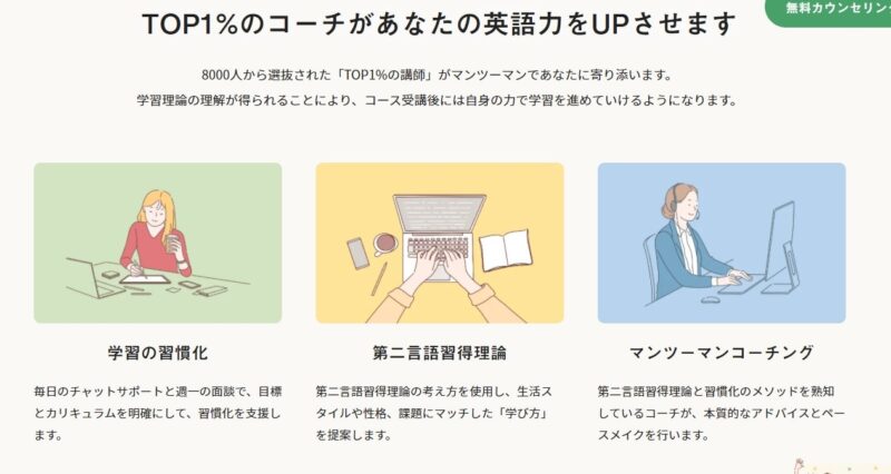 TOP1％の超優秀な日本人講師が英語学習の目標達成をサポートしてくれる