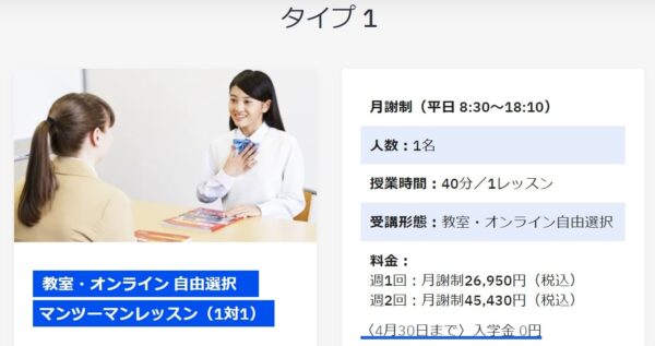 ベルリッツ・ティーンズの教室・オンライン自由選択コースの料金/費用