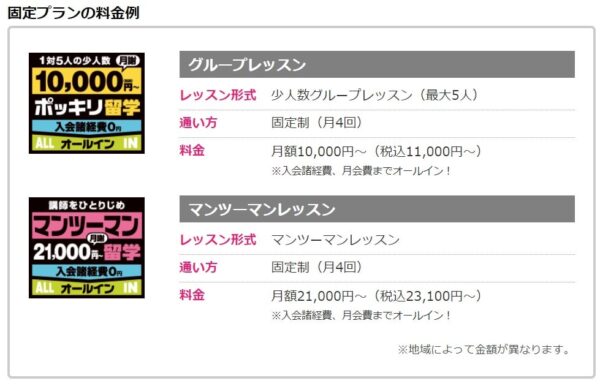 NOVAの固定プランの料金・費用
