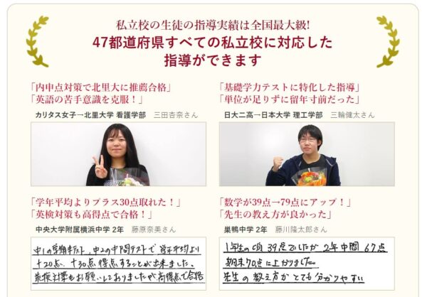 メガスタ私立の指導実績