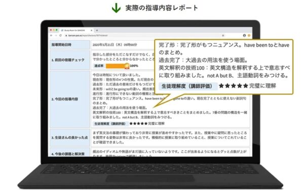 メガスタの指導内容レポート