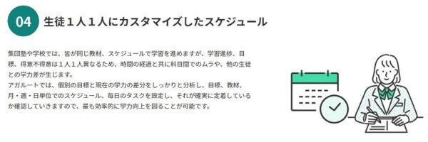 生徒1人1人にカスタマイズしたスケジュール